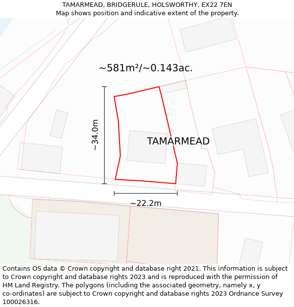 TAMARMEAD, BRIDGERULE, HOLSWORTHY, EX22 7EN: Plot and title map