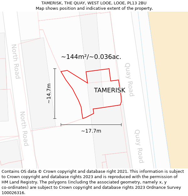 TAMERISK, THE QUAY, WEST LOOE, LOOE, PL13 2BU: Plot and title map