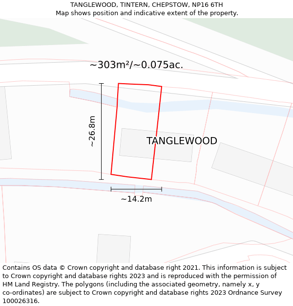 TANGLEWOOD, TINTERN, CHEPSTOW, NP16 6TH: Plot and title map