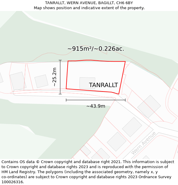 TANRALLT, WERN AVENUE, BAGILLT, CH6 6BY: Plot and title map