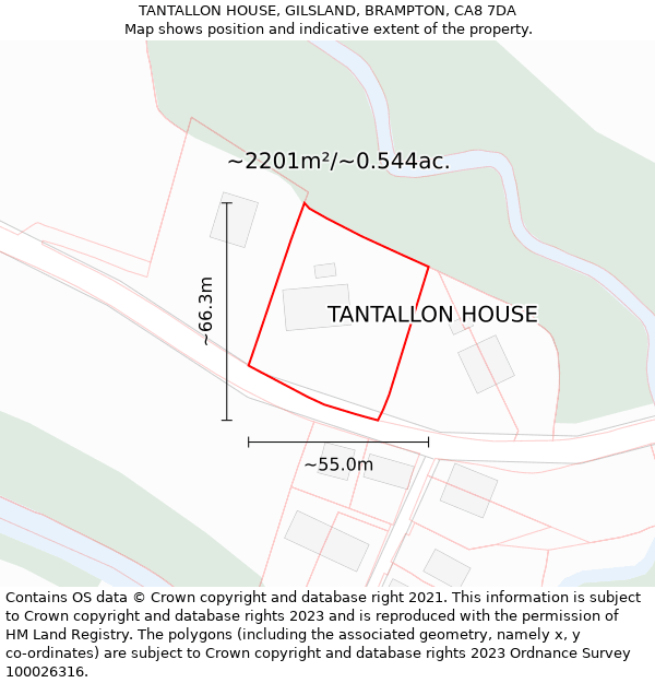 TANTALLON HOUSE, GILSLAND, BRAMPTON, CA8 7DA: Plot and title map