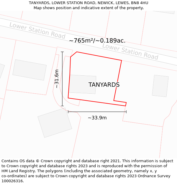 TANYARDS, LOWER STATION ROAD, NEWICK, LEWES, BN8 4HU: Plot and title map
