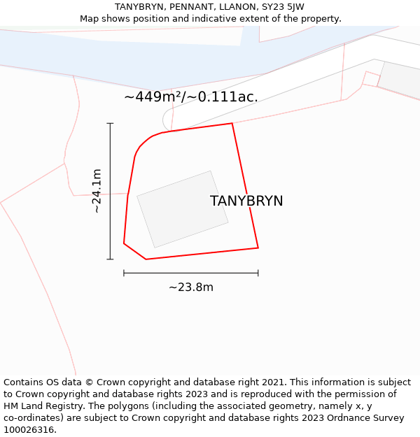 TANYBRYN, PENNANT, LLANON, SY23 5JW: Plot and title map