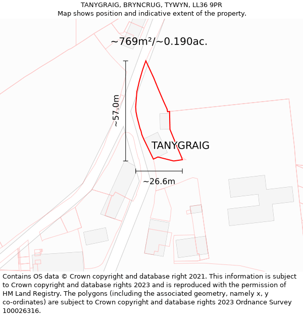 TANYGRAIG, BRYNCRUG, TYWYN, LL36 9PR: Plot and title map