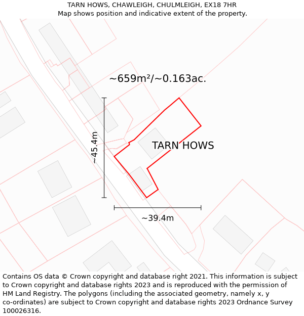 TARN HOWS, CHAWLEIGH, CHULMLEIGH, EX18 7HR: Plot and title map