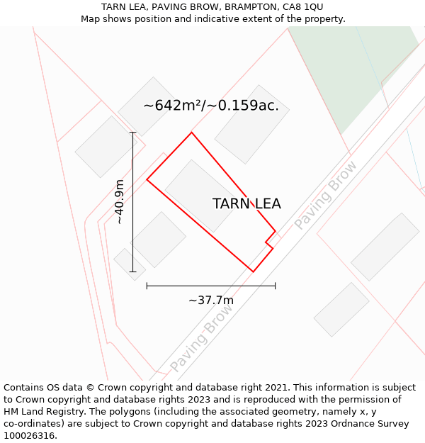 TARN LEA, PAVING BROW, BRAMPTON, CA8 1QU: Plot and title map