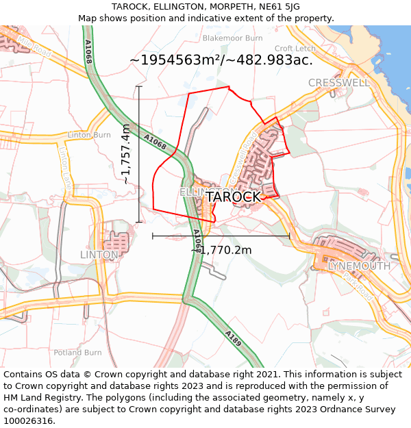 TAROCK, ELLINGTON, MORPETH, NE61 5JG: Plot and title map