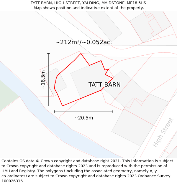 TATT BARN, HIGH STREET, YALDING, MAIDSTONE, ME18 6HS: Plot and title map