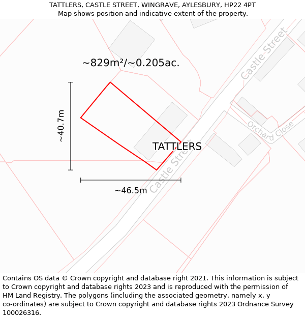 TATTLERS, CASTLE STREET, WINGRAVE, AYLESBURY, HP22 4PT: Plot and title map