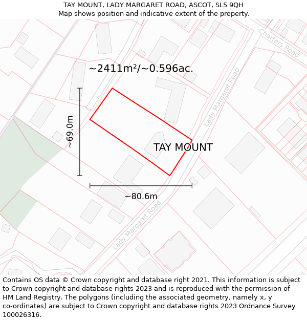 TAY MOUNT, LADY MARGARET ROAD, ASCOT, SL5 9QH: Plot and title map