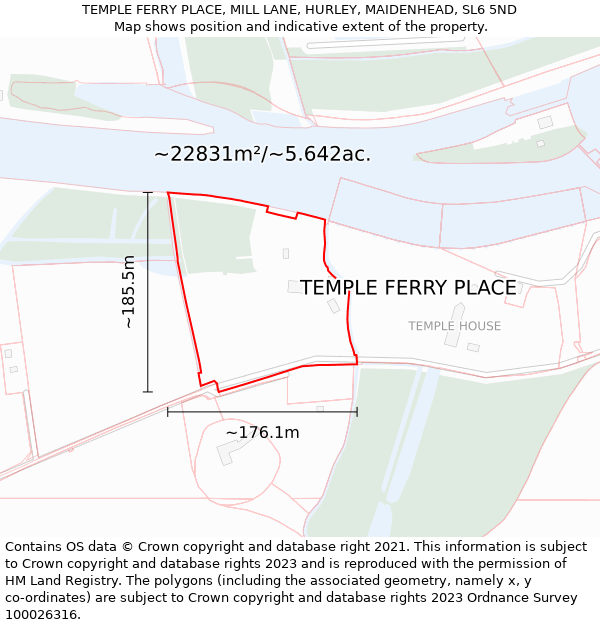 TEMPLE FERRY PLACE, MILL LANE, HURLEY, MAIDENHEAD, SL6 5ND: Plot and title map