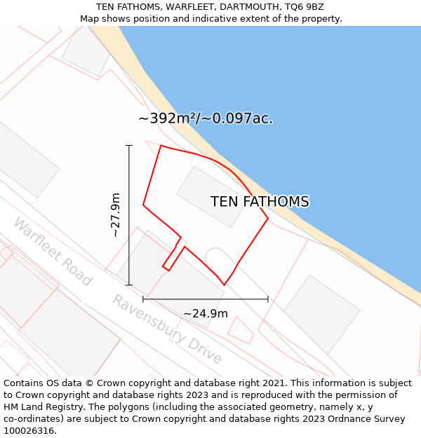 TEN FATHOMS, WARFLEET, DARTMOUTH, TQ6 9BZ: Plot and title map