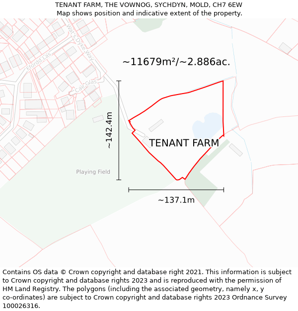 TENANT FARM, THE VOWNOG, SYCHDYN, MOLD, CH7 6EW: Plot and title map