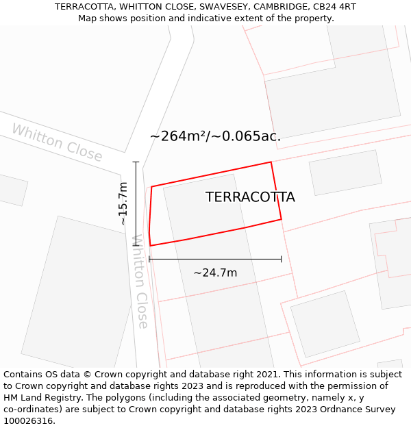 TERRACOTTA, WHITTON CLOSE, SWAVESEY, CAMBRIDGE, CB24 4RT: Plot and title map