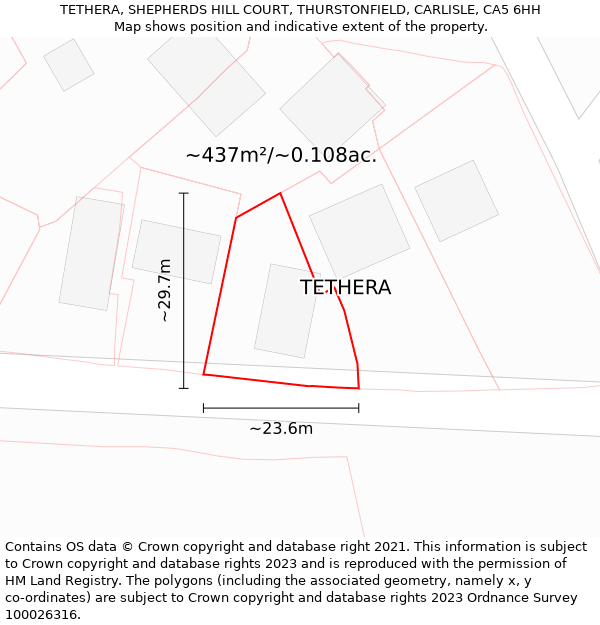 TETHERA, SHEPHERDS HILL COURT, THURSTONFIELD, CARLISLE, CA5 6HH: Plot and title map