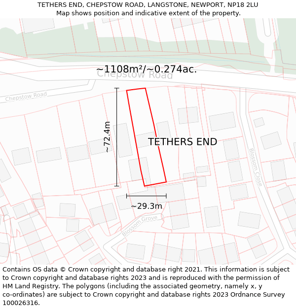 TETHERS END, CHEPSTOW ROAD, LANGSTONE, NEWPORT, NP18 2LU: Plot and title map