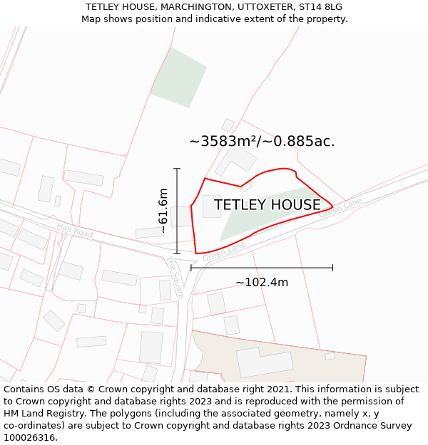 TETLEY HOUSE, MARCHINGTON, UTTOXETER, ST14 8LG: Plot and title map