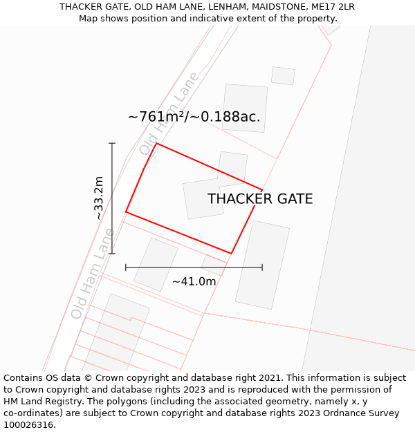 THACKER GATE, OLD HAM LANE, LENHAM, MAIDSTONE, ME17 2LR: Plot and title map