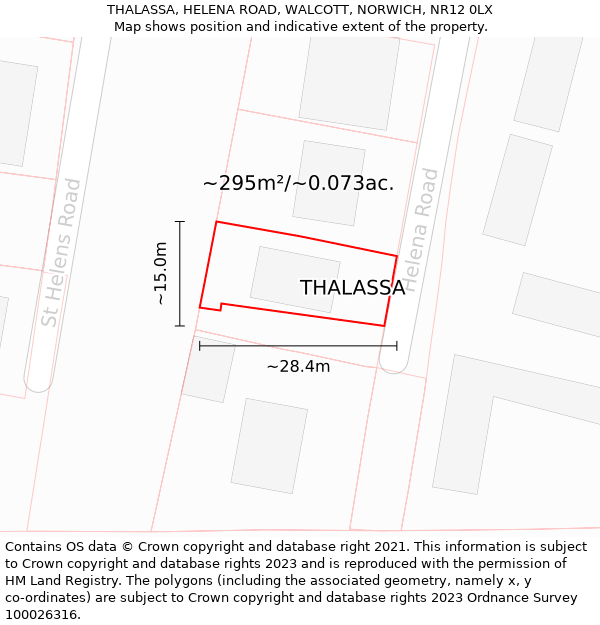 THALASSA, HELENA ROAD, WALCOTT, NORWICH, NR12 0LX: Plot and title map