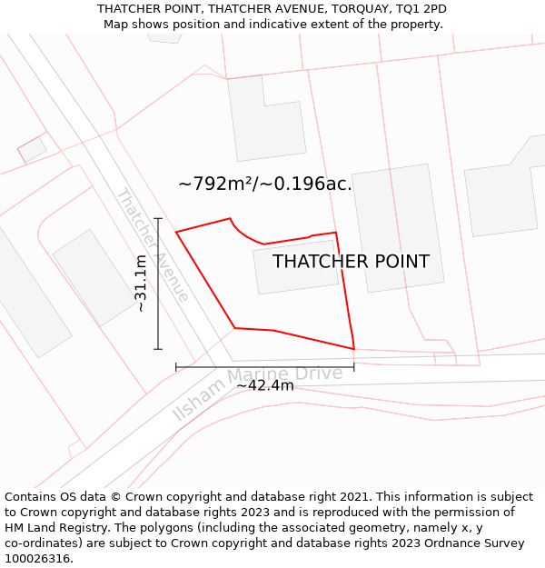 THATCHER POINT, THATCHER AVENUE, TORQUAY, TQ1 2PD: Plot and title map