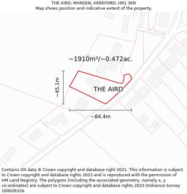 THE AIRD, MARDEN, HEREFORD, HR1 3EN: Plot and title map