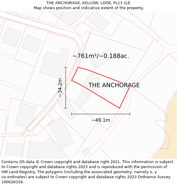 THE ANCHORAGE, KELLOW, LOOE, PL13 1LE: Plot and title map