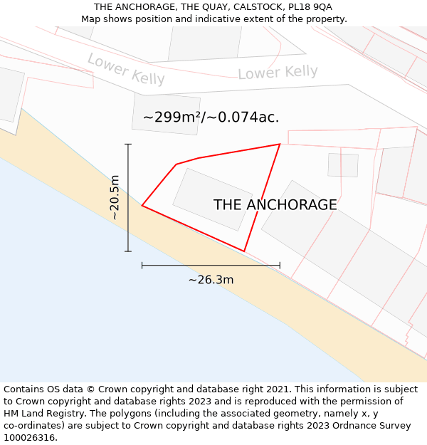 THE ANCHORAGE, THE QUAY, CALSTOCK, PL18 9QA: Plot and title map