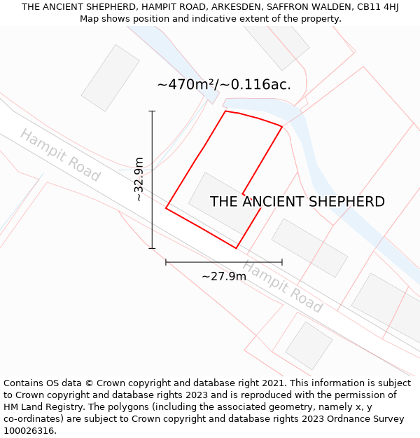 THE ANCIENT SHEPHERD, HAMPIT ROAD, ARKESDEN, SAFFRON WALDEN, CB11 4HJ: Plot and title map