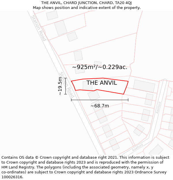 THE ANVIL, CHARD JUNCTION, CHARD, TA20 4QJ: Plot and title map
