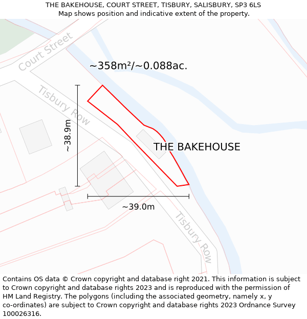 THE BAKEHOUSE, COURT STREET, TISBURY, SALISBURY, SP3 6LS: Plot and title map