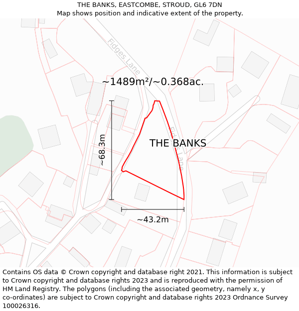 THE BANKS, EASTCOMBE, STROUD, GL6 7DN: Plot and title map