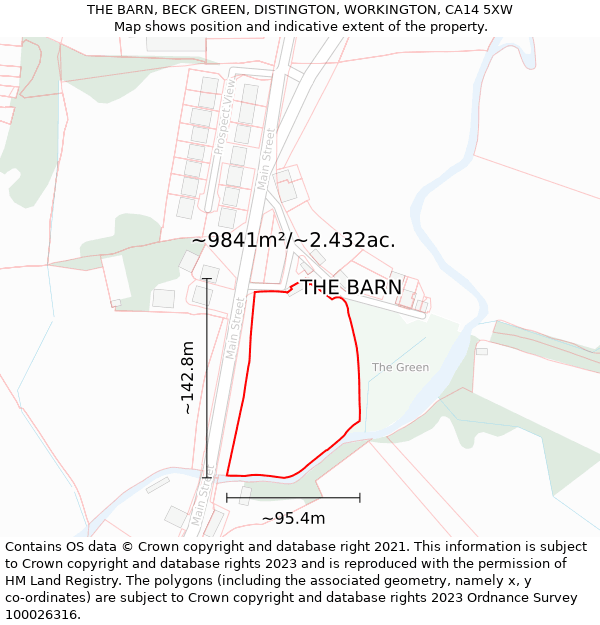 THE BARN, BECK GREEN, DISTINGTON, WORKINGTON, CA14 5XW: Plot and title map