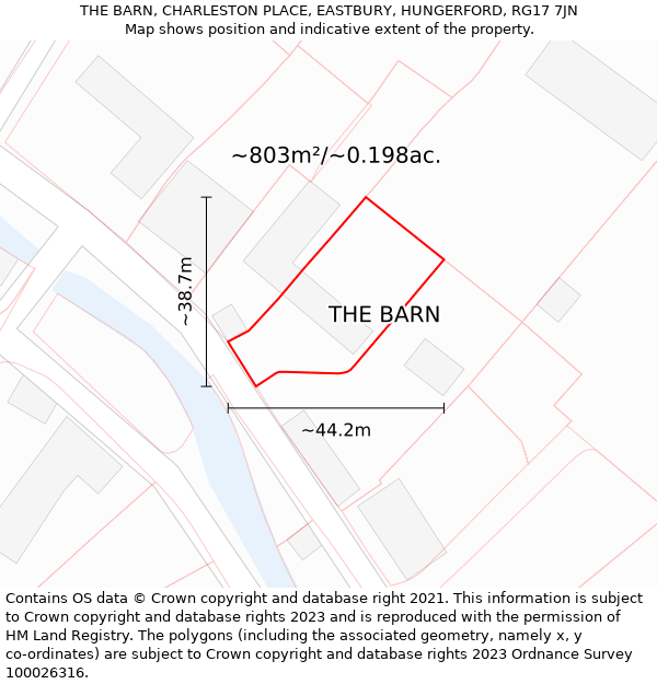 THE BARN, CHARLESTON PLACE, EASTBURY, HUNGERFORD, RG17 7JN: Plot and title map