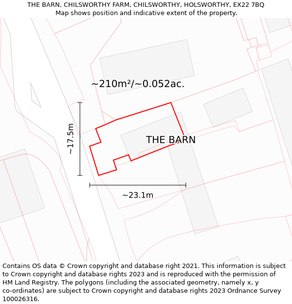 THE BARN, CHILSWORTHY FARM, CHILSWORTHY, HOLSWORTHY, EX22 7BQ: Plot and title map