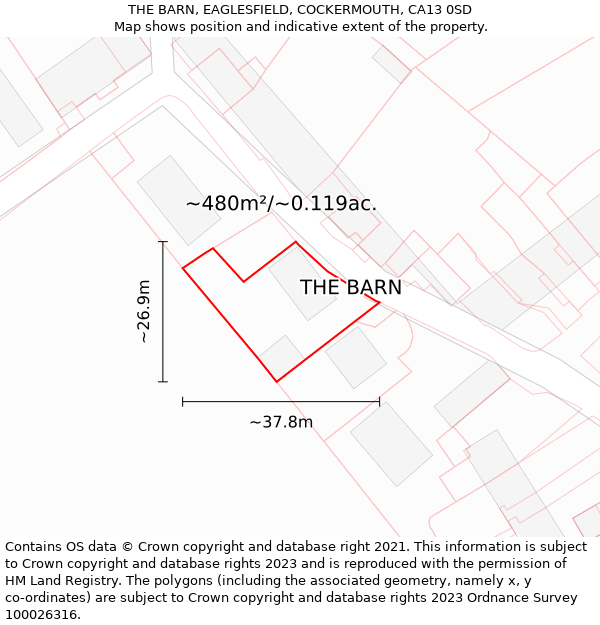 THE BARN, EAGLESFIELD, COCKERMOUTH, CA13 0SD: Plot and title map