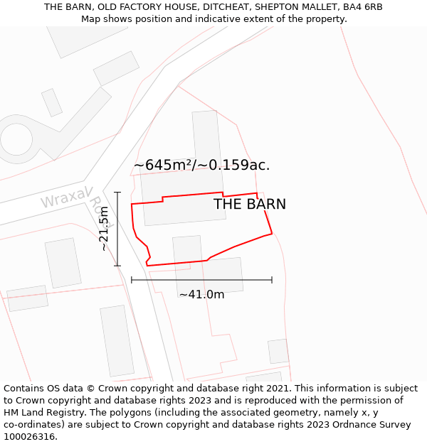 THE BARN, OLD FACTORY HOUSE, DITCHEAT, SHEPTON MALLET, BA4 6RB: Plot and title map