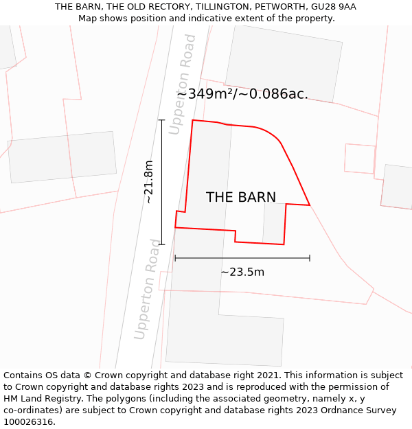 THE BARN, THE OLD RECTORY, TILLINGTON, PETWORTH, GU28 9AA: Plot and title map