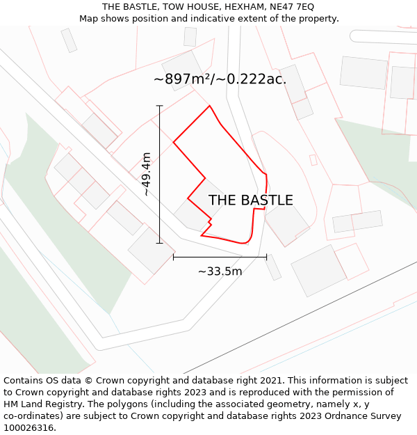 THE BASTLE, TOW HOUSE, HEXHAM, NE47 7EQ: Plot and title map