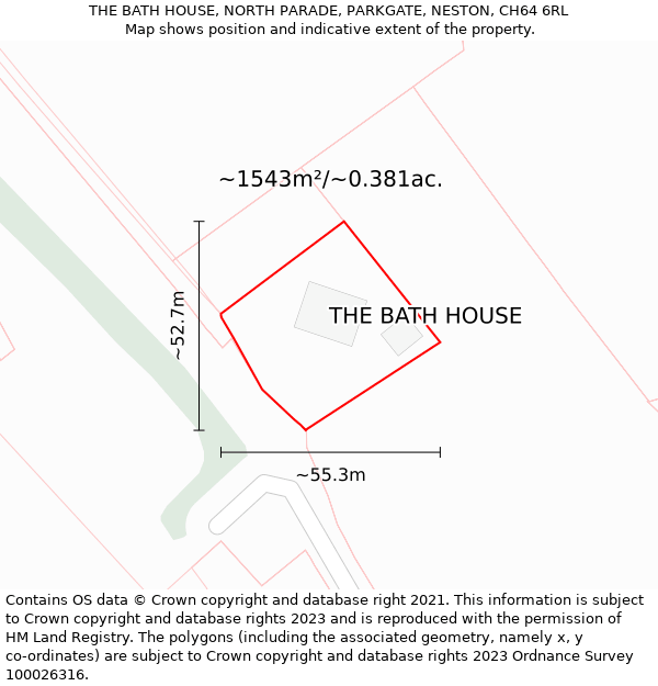 THE BATH HOUSE, NORTH PARADE, PARKGATE, NESTON, CH64 6RL: Plot and title map
