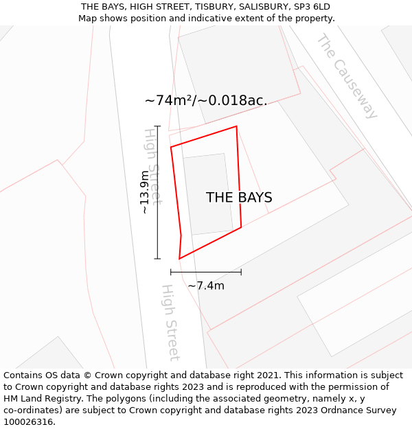 THE BAYS, HIGH STREET, TISBURY, SALISBURY, SP3 6LD: Plot and title map