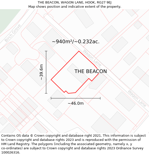 THE BEACON, WAGON LANE, HOOK, RG27 9EJ: Plot and title map