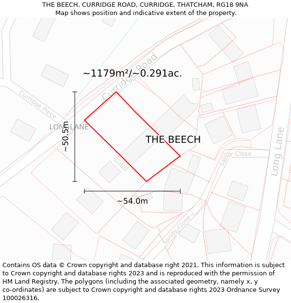 THE BEECH, CURRIDGE ROAD, CURRIDGE, THATCHAM, RG18 9NA: Plot and title map