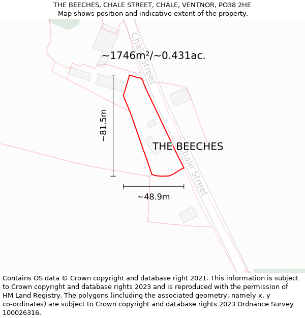 THE BEECHES, CHALE STREET, CHALE, VENTNOR, PO38 2HE: Plot and title map