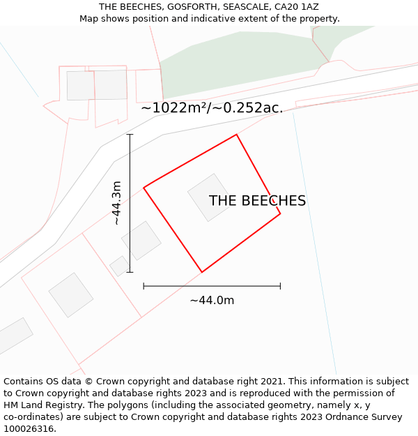 THE BEECHES, GOSFORTH, SEASCALE, CA20 1AZ: Plot and title map