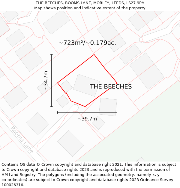 THE BEECHES, ROOMS LANE, MORLEY, LEEDS, LS27 9PA: Plot and title map
