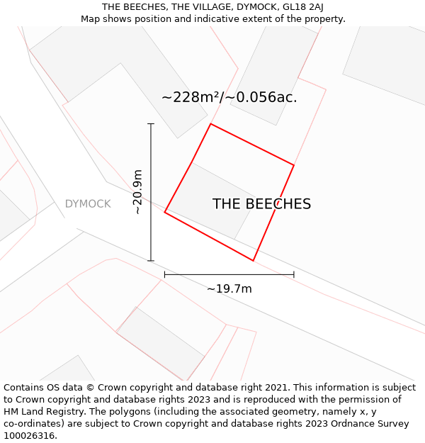 THE BEECHES, THE VILLAGE, DYMOCK, GL18 2AJ: Plot and title map