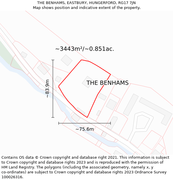 THE BENHAMS, EASTBURY, HUNGERFORD, RG17 7JN: Plot and title map