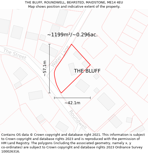 THE BLUFF, ROUNDWELL, BEARSTED, MAIDSTONE, ME14 4EU: Plot and title map