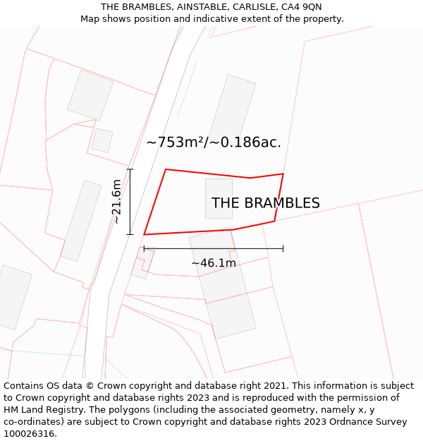 THE BRAMBLES, AINSTABLE, CARLISLE, CA4 9QN: Plot and title map