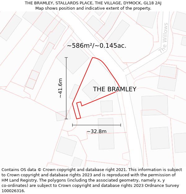 THE BRAMLEY, STALLARDS PLACE, THE VILLAGE, DYMOCK, GL18 2AJ: Plot and title map